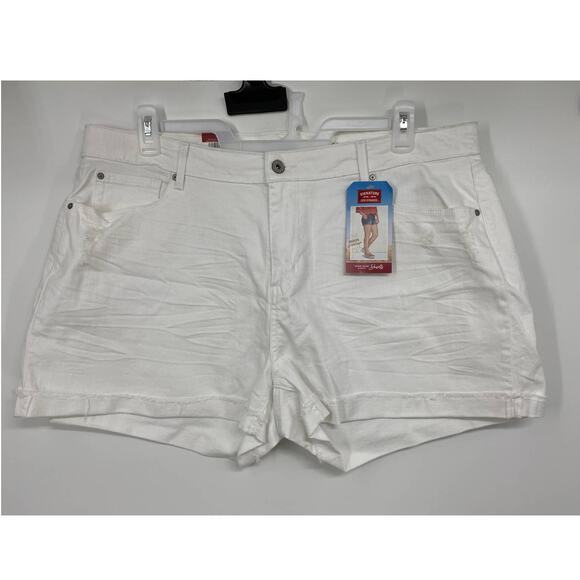 Signature by Levi Strauss Womens White High Rise Cuffed Denim Jean Shorts NEW